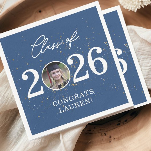 Class of 2026 Gold Glitter Graduation Napkin Serviette