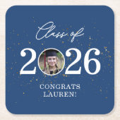 Class of 2026 Gold Glitter Graduation Rechteckiger Pappuntersetzer (Vorderseite)