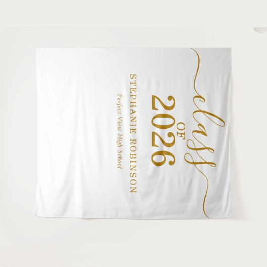 Class of 2026 Gold Script Graduation Backdrop Prop Wandteppich (Vorderseite (Horizontal))