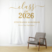 Class of 2026 Gold Script Graduation Backdrop Prop Wandteppich (Beispiel)