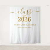 Class of 2026 Gold Script Graduation Backdrop Prop Wandteppich (Vorderseite)