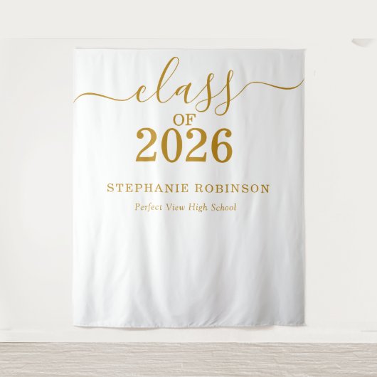 Class of 2026 Gold Script Graduation Backdrop Prop Wandteppich (Vorderseite)