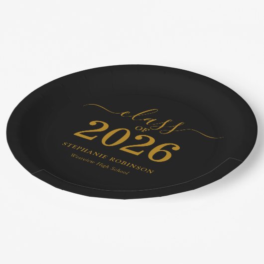 Class of 2026 Gold Script Graduation  Pappteller (Schrägansicht)