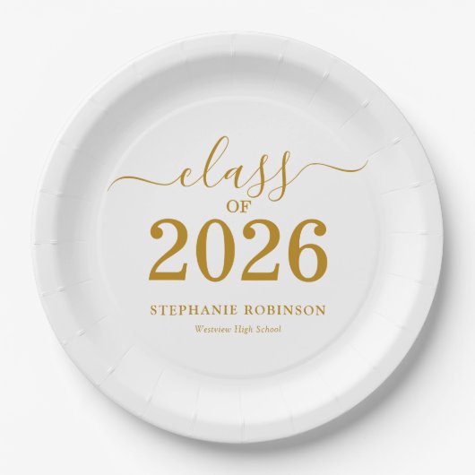Class of 2026 Gold Script Graduation Pappteller (Vorderseite)