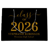 Class of 2026 Gold Script On Black Graduation  Große Geschenktüte (Vorderseite)