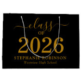 Class of 2026 Gold Script On Black Graduation  Große Geschenktüte (Rückseite)