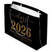 Class of 2026 Gold Script On Black Graduation  Große Geschenktüte (Rückseite Schrägansicht)