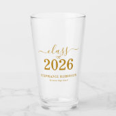Class of 2026 Gold Script Typography Graduation  Glas (Vorderseite)