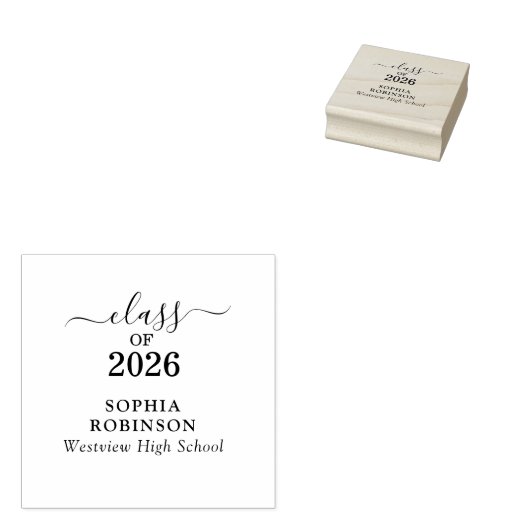 Class of 2026 Gold Script Typography Graduation  Gummistempel (Stempel)