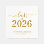 Class of 2026 Gold Script Typography Graduation  Serviette (Vorderseite)