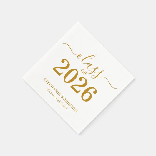 Class of 2026 Gold Script Typography Graduation  Serviette (Ecke)