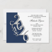 Class of 2026 Grad Silver with Color Option Einladung (Vorderseite)