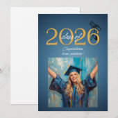 Class of 2026 Graduation Celebration Modern Blue & Einladung (Vorne/Hinten)
