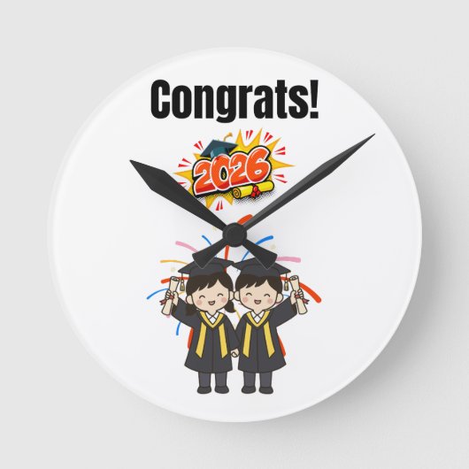 Class of 2026 Graduation Celebration Runde Wanduhr (Vorderseite)