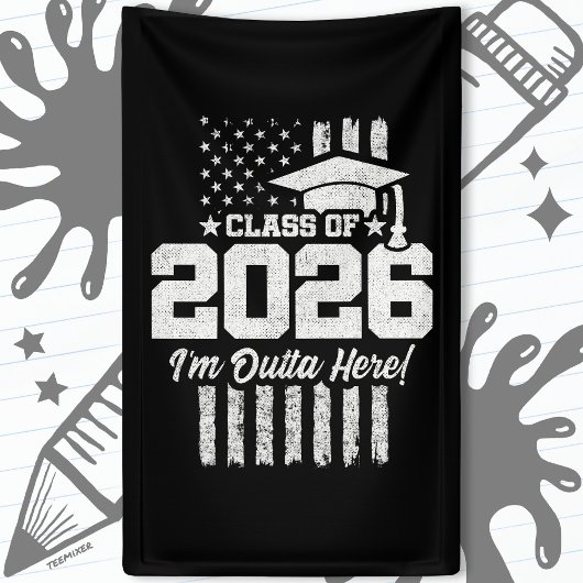 Class of 2026 Graduation Distressed Flag Design Banner