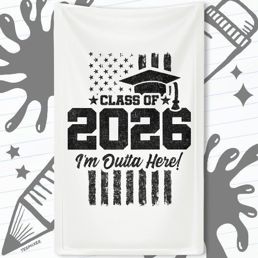 Class of 2026 Graduation Distressed Flag Design Banner