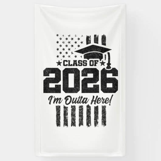 Class of 2026 Graduation Distressed Flag Design Banner (Vertikal)