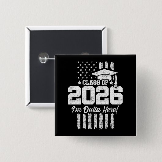 Class of 2026 Graduation Distressed Flag Design Button (Vorne & Hinten)