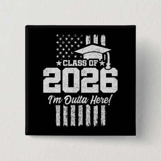 Class of 2026 Graduation Distressed Flag Design Button (Vorderseite)