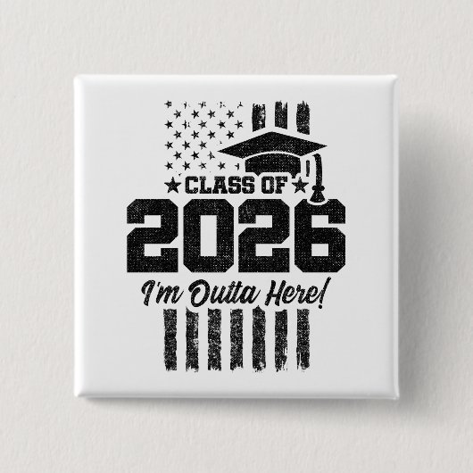 Class of 2026 Graduation Distressed Flag Design Button (Vorderseite)