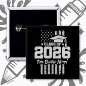 Class of 2026 Graduation Distressed Flag Design Button
