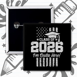 Class of 2026 Graduation Distressed Flag Design Button