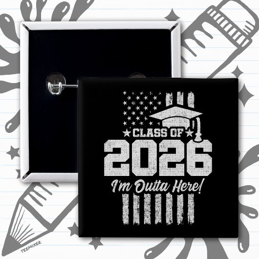 Class of 2026 Graduation Distressed Flag Design Button