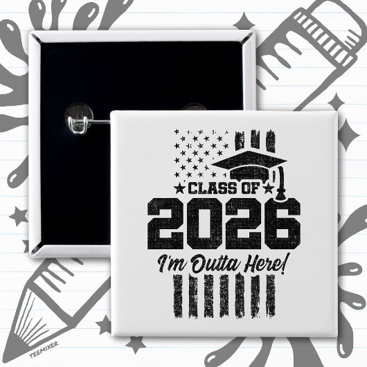 Class of 2026 Graduation Distressed Flag Design Button