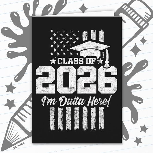 Class of 2026 Graduation Distressed Flag Design Karte
