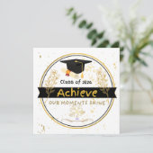 Class of 2026 Graduation Gold Floral Sticker Einladung (Stehend Vorderseite)
