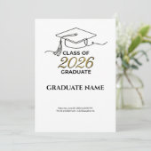 Class of 2026 Graduation Invitation Gold and Black Einladung (Stehend Vorderseite)
