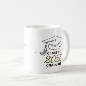 Class of 2026 Graduation Mug with Gold Mortarboard Kaffeetasse (VorderseiteRechts)