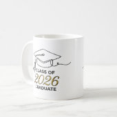 Class of 2026 Graduation Mug with Gold Mortarboard Kaffeetasse (Vorderseite Links)