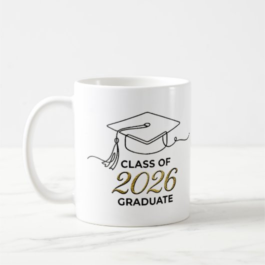 Class of 2026 Graduation Mug with Gold Mortarboard Kaffeetasse (Links)