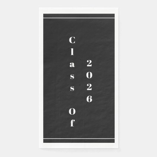 Class Of 2026 Graduation Party Black White Serviette (Vorderseite)