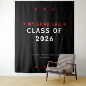Class of 2026 Graduation Photo Booth Backdrop Red Wandteppich (Beispiel)
