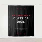 Class of 2026 Graduation Photo Booth Backdrop Red Wandteppich (Vorderseite)