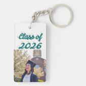 Class of 2026 green script graduation photo  schlüsselanhänger (Rückseite)