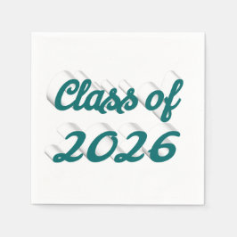 Class of 2026 green script graduation serviette