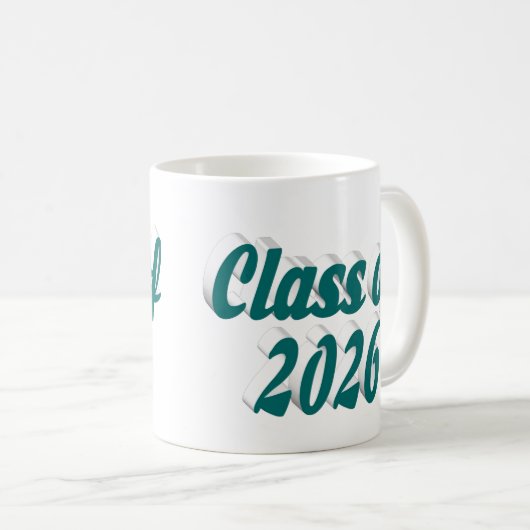 Class of 2026 green text graduation kaffeetasse (VorderseiteRechts)