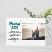 Class of 2026 green text  graduation photo  einladung (Stehend Vorderseite)