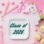 Class of 2026 green tyoography graduation  pappteller (Party)