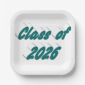 Class of 2026 green tyoography graduation  pappteller (Vorderseite)