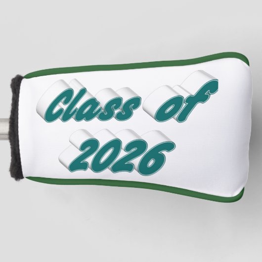 Class of 2026 green typography graduation golf headcover (Vorderseite)
