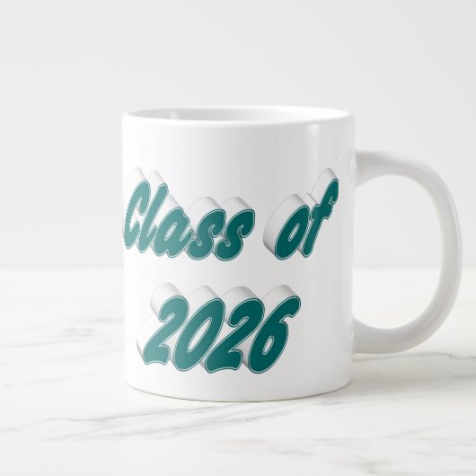 Class of 2026 green typography graduation Jumbo-Tasse (Rechts)