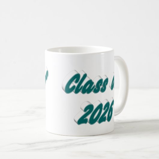 Class of 2026 green typography graduation kaffeetasse (VorderseiteRechts)