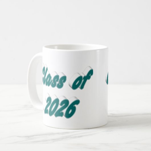 Class of 2026 green typography graduation kaffeetasse (Vorderseite Links)