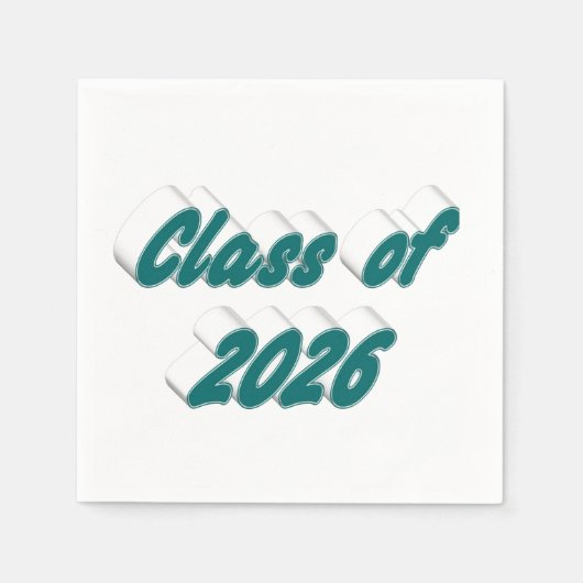 Class of 2026 green typography graduation serviette (Vorderseite)