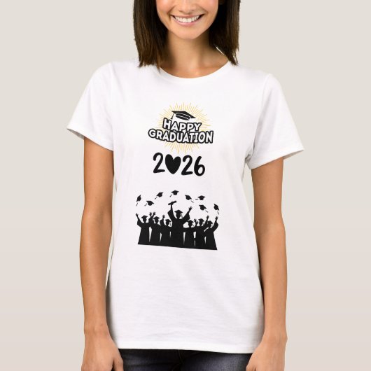Class of 2026 Happy Graduation - Minimalist  T-Shirt (Vorderseite)