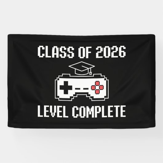 Class Of 2026 Level Complete Gaming Graduation Banner (Horizontal)